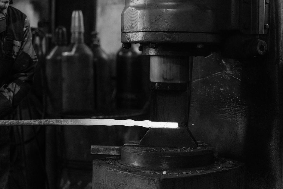 Blacksmith forge in monochrome