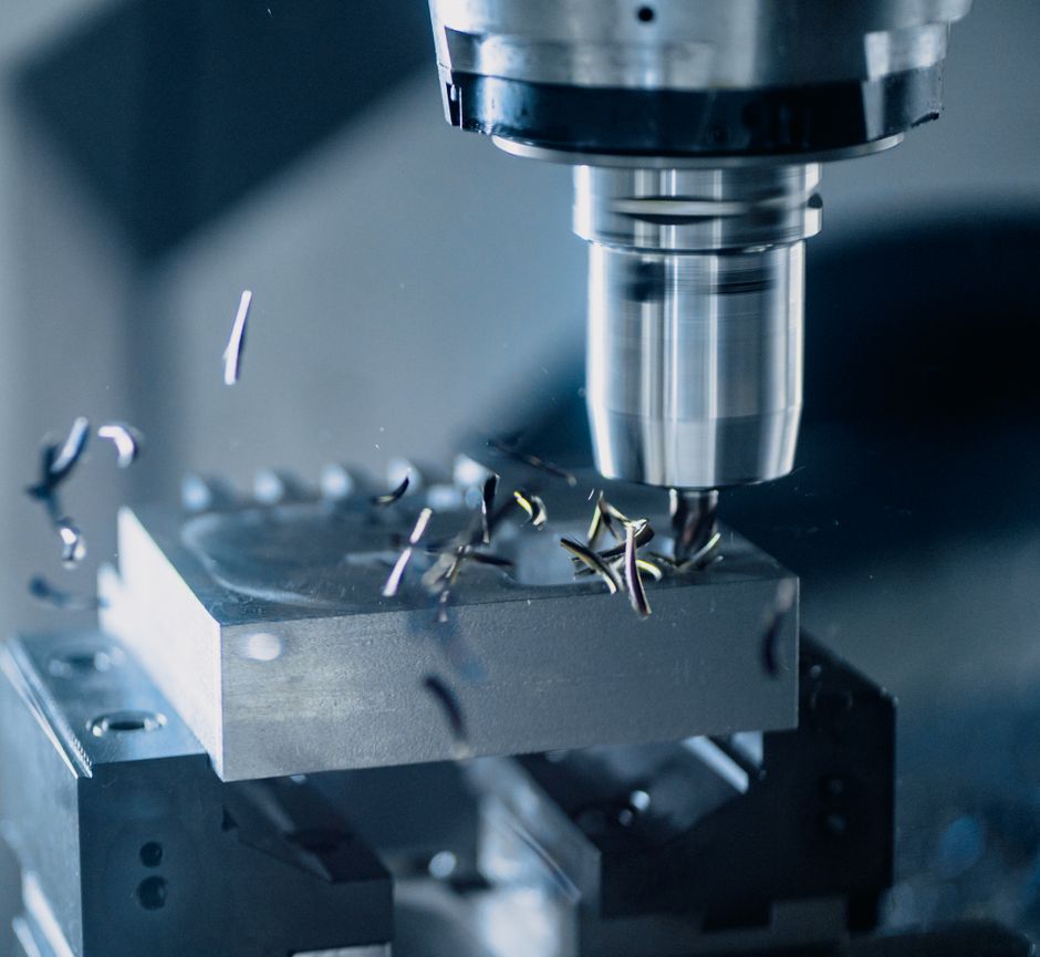 CNC milling machine cutting metal with precision