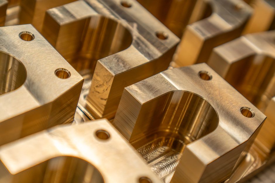 Close-up of machined metal components